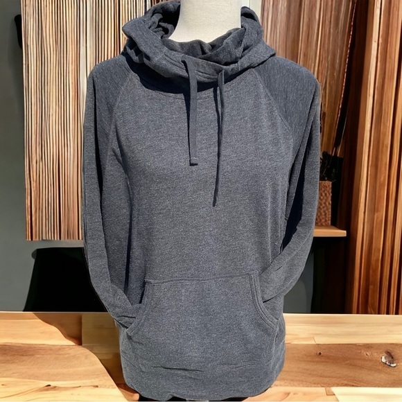The North Face Pull Over 3 Panel Hood Cowl Neck Drawcord Front Pouch Hoodie - Picture 5 of 14